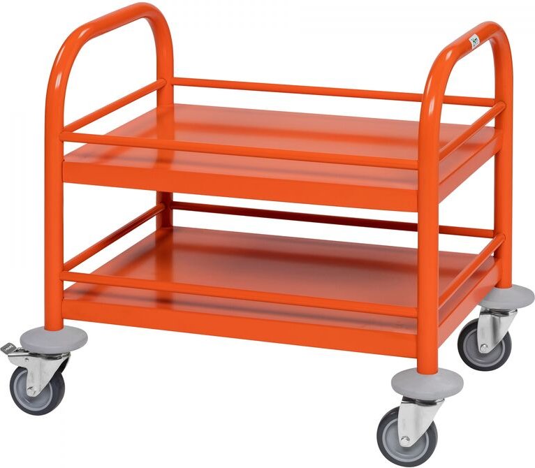 Kongamek Mini-Servierwagen 530x375x550mm 2 Etagen pulverbeschichtet in Orange mit Bremse
