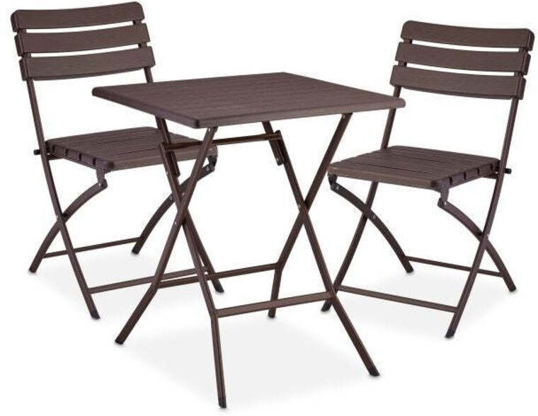 3 teiliges balkonmobel set in holzoptik