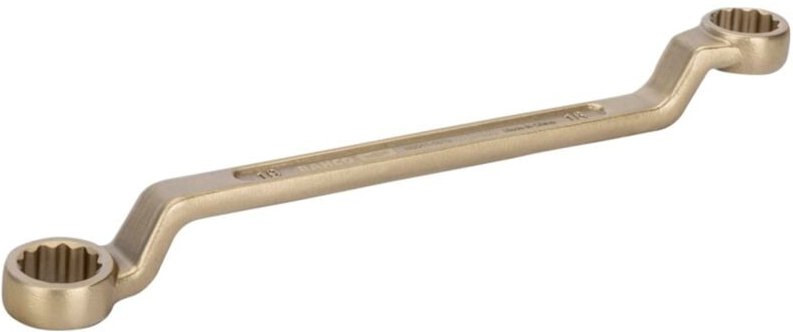 Bahco Funkenfreier, tiefgekröpfter Doppelringschlüssel, 10 x 11 mm, aus Aluminiumbronze, 140 mm