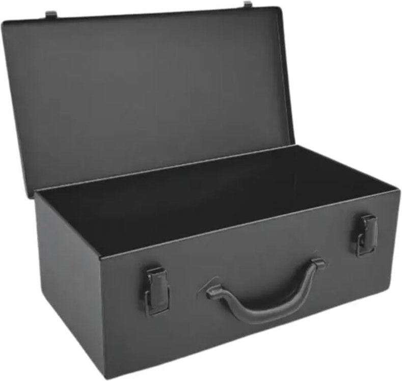 Schwarzer Werkzeugkasten aus Metall 387x205x135 mm