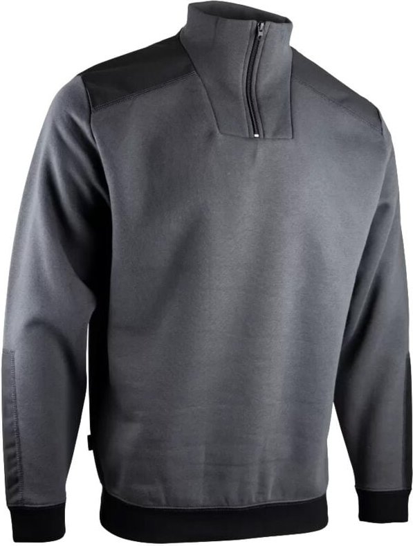 Thumbnail - Zweifarbiges Sweatshirt mit Trucker-Kragen LMA Grau/Schwarz - 8092-XXXL