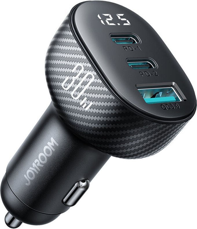 Autoladegerät mit Display 2x USB-C USB-A 30W schwarz