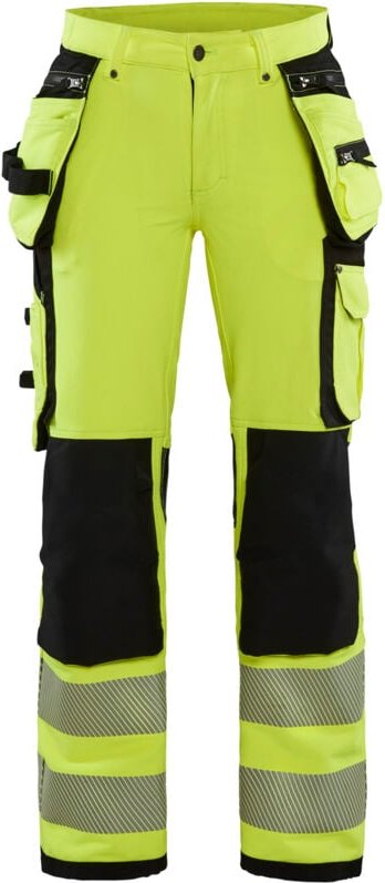 Hochsichtbarer dehnbarer Arbeitshose für Damen 4D 7197 – Neon Gelb/Schwarz L – FR(44) – SE(C42) – Kurz