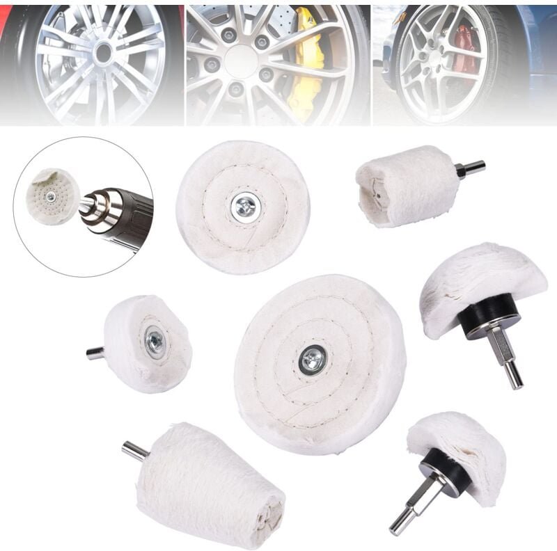 7-teiliges Polierscheiben-Set – für Akku-Bohrschrauber – für Krümmer, Aluminium, Edelstahl, Chrom usw.