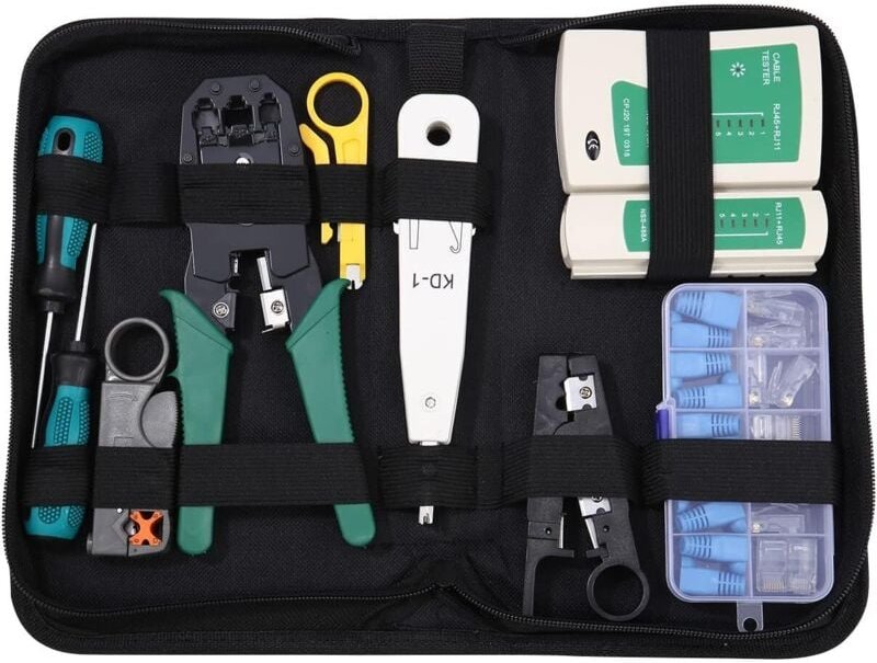 12-in-1-RJ45-Crimper, RJ45-Netzwerkkabeltester, professionelles Netzwerk-Toolkit, Computerwartung, LAN-Kabeltester, Repa...