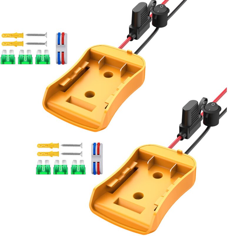 Power Wheel-Adapter für Dewalt 20 v Akku mit Sicherung, Schalter und Drahtanschluss, Stromanschluss für RC-Cars, Roboter...