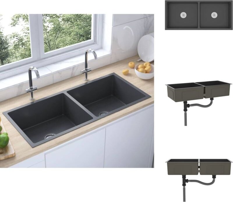 Küchenspülen & Spülbecken - Living Handgemachte Einbauspüle Schwarz Edelstahl - Schwarz