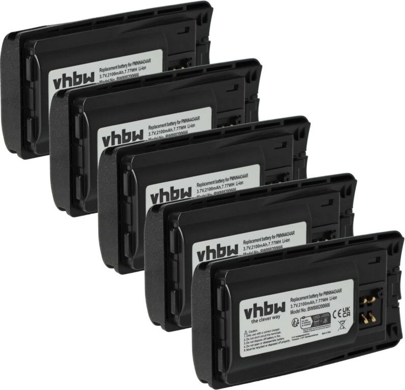 vhbw 5x Akku kompatibel mit Motorola RMV2080, XT665, XT660, RVA50, XT460, XT420, XT220, XT660d Funkgerät, Walkie Talkie ...