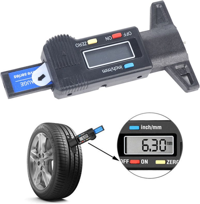 Reifenprofiltiefenmesser, Reifenprofiltiefenmessgerät, mit LCD-Display, digitales Reifenprofiltiefenmessgerät, Reifenpro...