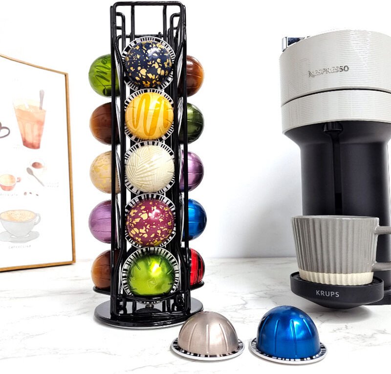 Linghhang - 12 × 12 × 32 cm) Vertuoline 20-teiliger Kaffeekapsel-Organizer, drehbarer Kaffee-Aufbewahrungsständer aus Sc...