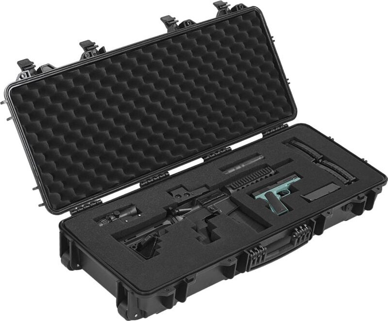 Mophorn Hartschalen-Waffenkoffer, abschließbarer Gewehrkoffer mit individuell anpassbarem Schaumstoff, rollbare Waffenau...