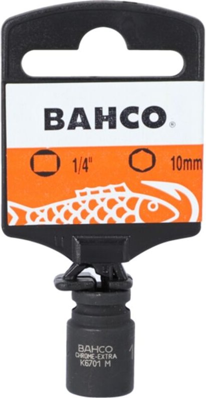 Bahco 1/4-Kraft-Steckschlüssel-Einsatz 12 mm, Vierkantantrieb, Sechskantprofil, metrisch, phosphatiert, Einzelhandelsver...