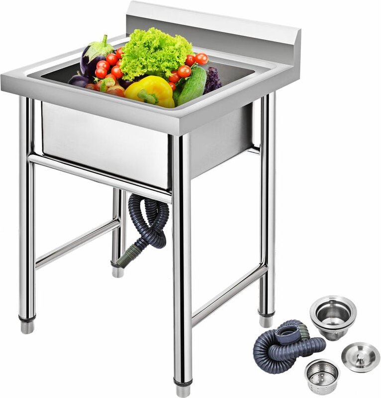 VEVOR Spülbecken, 1 mm Rostfreie Edelstahl Spülbecken 44,45 x 41,91 x 25,4 cm Spülbeckeneinlage, Spülbecken Küche Edelst...