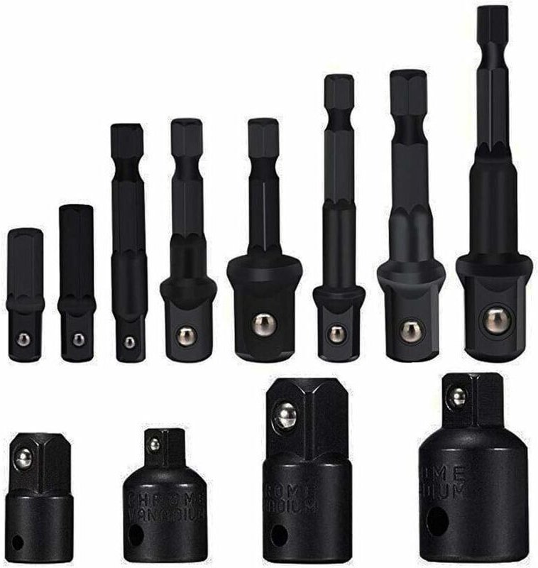 Steckschlüssel-Adapter-Konverter-Set, Sechskantschaft, Bohrer, Mutternschlüssel, 8-teilig, Steckschlüssel-Verlängerungsa...