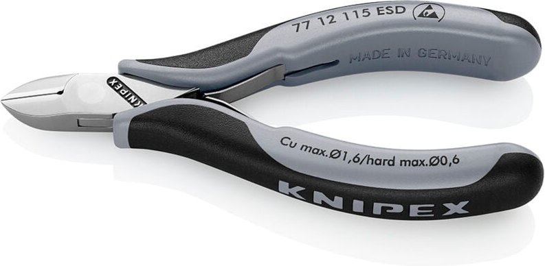 KNIPEX 77 12 115 ESDSB Elektronik-Seitenschneider ESD mit durchgestecktem Gelenk mit Mehrkomponenten-Hüllen 115 mm