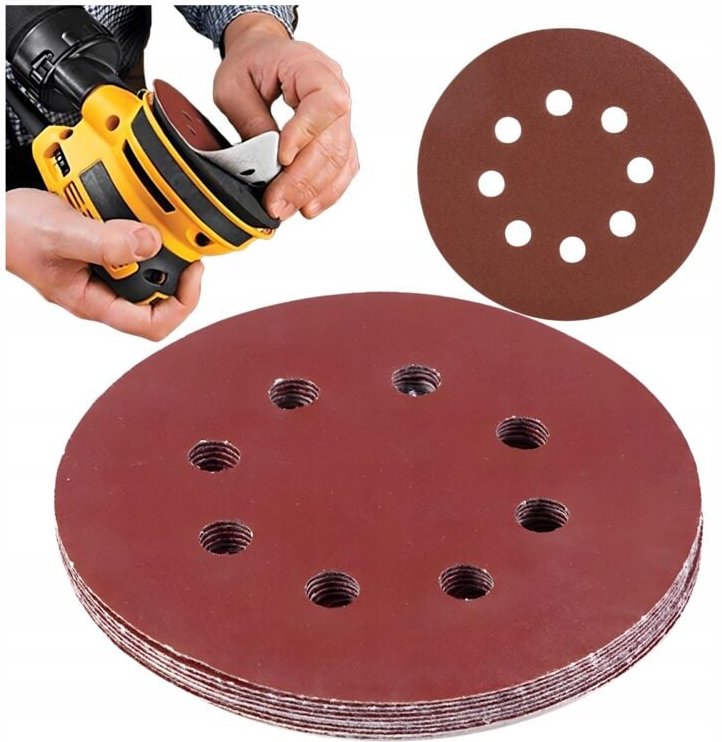 Thumbnail - Schleifpapier 125 mm Klettscheibe für Schleifmaschine mit Löchern P40 20 Stk