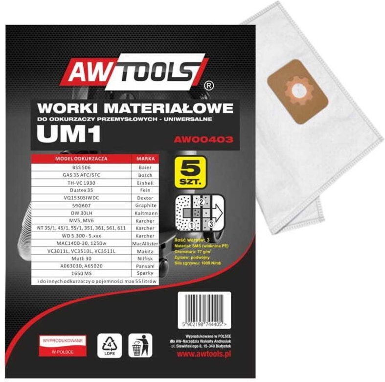 Thumbnail - AWTOOLS MIKROFASER-TASCHEN, 5er-Set, UM1, GAS35/VC3011L/VC3510L/VC3511L