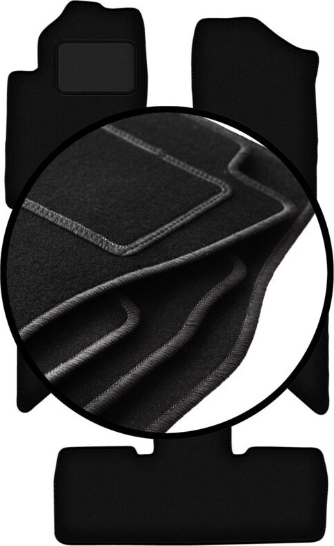 Komplettset Veloursmatten für: Nissan Pathfinder 7-Sitzer (vor Facelift) (2005-2010)