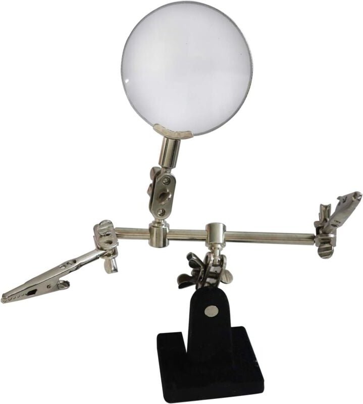 Dritte Hand mit Zange und Lupe - Löthilfe - Mit 5-facher Lupe