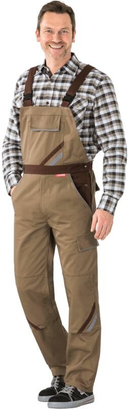 Planam Highline Latzhose khaki/braun/zink 54