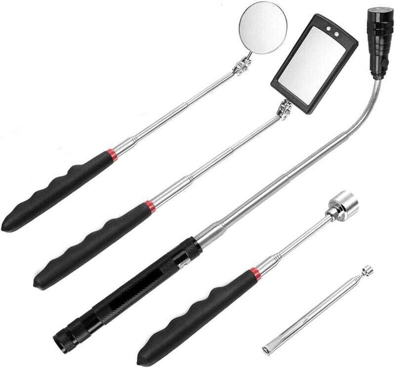 Thumbnail - Inspektionsspiegel, 5-teiliges magnetisches Teleskop-Hebewerkzeug, ausziehbares Werkzeugset mit LED-Licht, einschließlic...