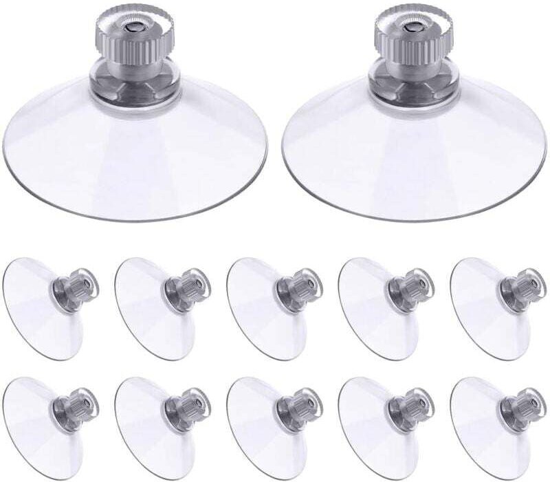 30 Stück Saugnäpfe mit Gewinde und Rändelmuttern 41mm, transparent, für Auto, Camping, Fenster, Sonnenblende