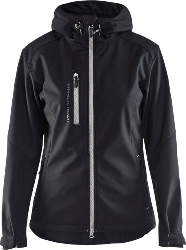 Thumbnail - Arbeits-Softshell-Jacke mit Kapuze für Damen 4919 – Schwarz/Hellgrau XS