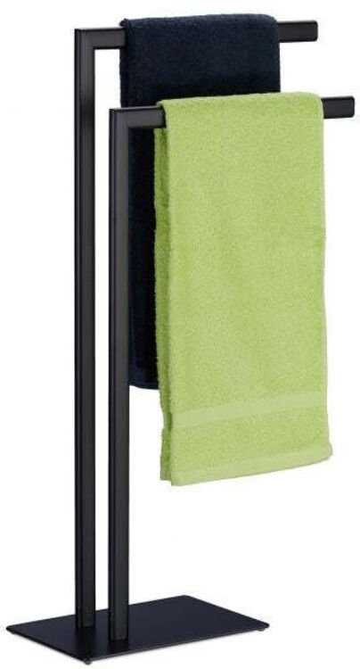 Black towel rack with 2 bars