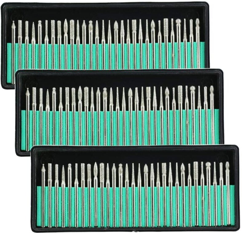 Diamant-Frässtifte, Bohrer, Glas, Metall, Edelstein für Dremel-Schleif-Rotationswerkzeug, 90 Stück, 1/8 Zoll (3 mm)