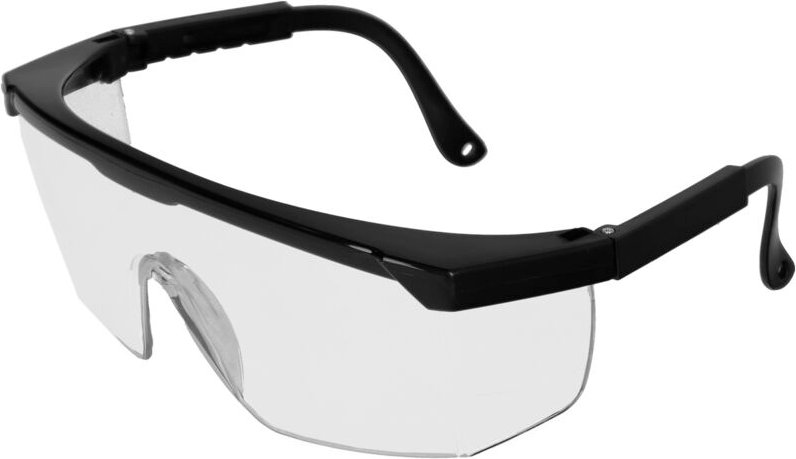 Schutzbrille mit verstellbaren Bügeln, EN166-Zertifizierung. Transparente Farblinse. Schutzbrille Arbeitsbrille
