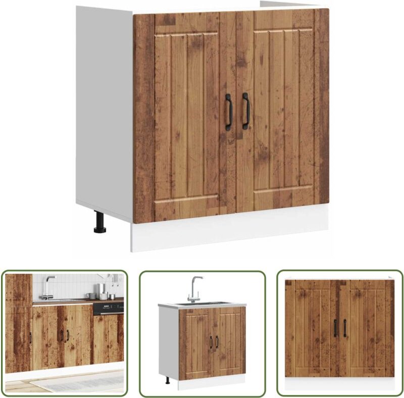 The Living Store - vidaXL Spülenunterschrank Lucca Altholz-Optik Holzwerkstoff