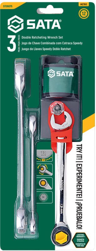 SATA ST09075 Set de Metrische Doppelknarrenschlüssel Ausführung de Eleganter Kopf, 3 Stück