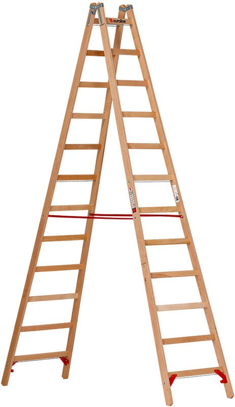 Euroline Holz Sprossenstehleiter 2x12 Sprossen