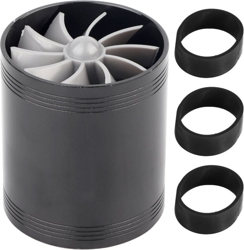 Zoternen - Auto-Luftansaug-Turbolader, Doppellüfter, Turbine, Super-Ladegerät, Kraftstoffspar-Turbo, Schwarz