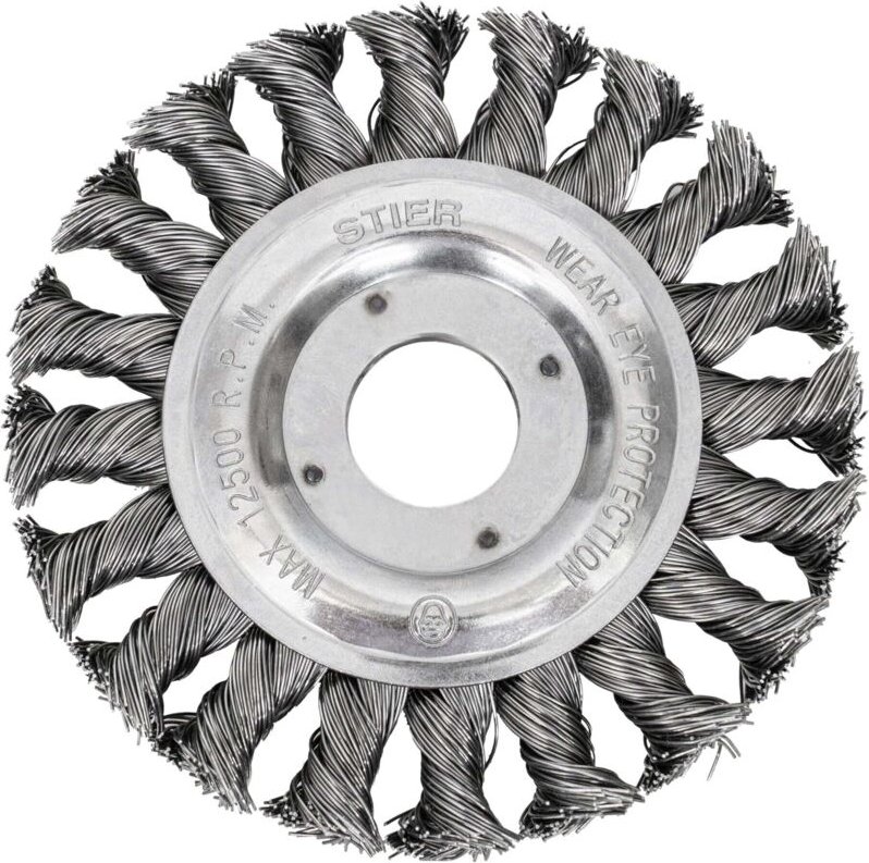 Rundbürste 115 mm für Winkelschleifer, Bohrung 22,2 mm, gezopft, Stahl, Nutzhöhe 24 mm, Drahtbürste, Winkelschleifer Bür...