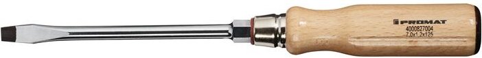 Promat - Schraubendreher Schneidenbreite 7 mm Klingenlänge 125 mm Holzgriff Rund