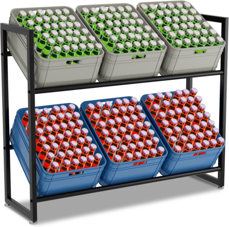 SWANEW 2x Getränkekistenregal Regal für Getränkekisten Bierkistenregal Getränkekisten aus Metall 105x32x85cm