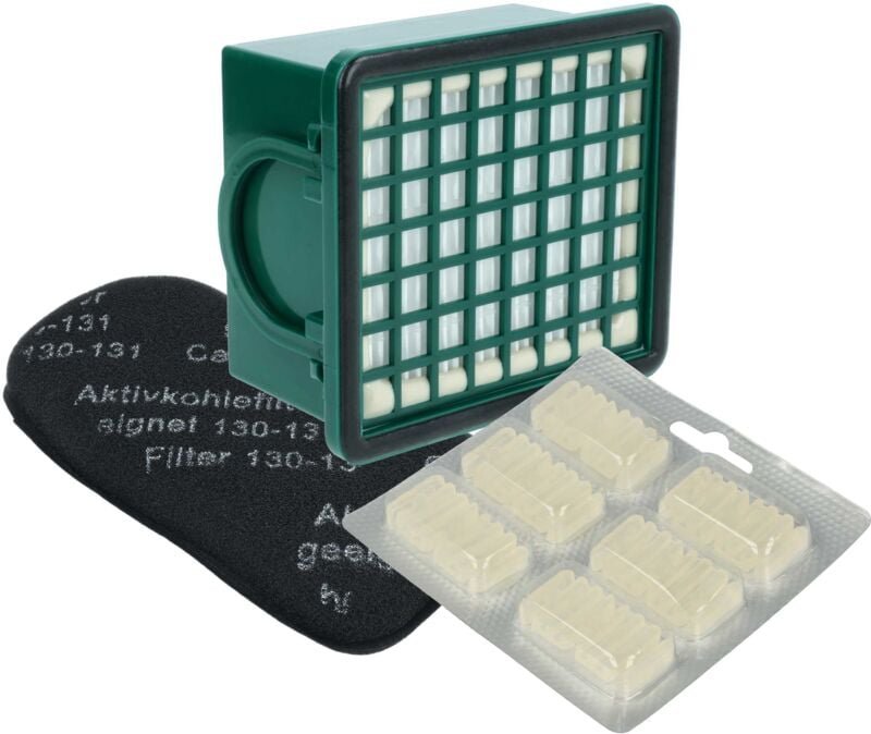 8-tlg. Zubehör-Set kompatibel mit Vorwerk Kobold 131, 130, 131sc Staubsauger - Aktivkohlefilter, HEPA-Filter, Duftpatron...
