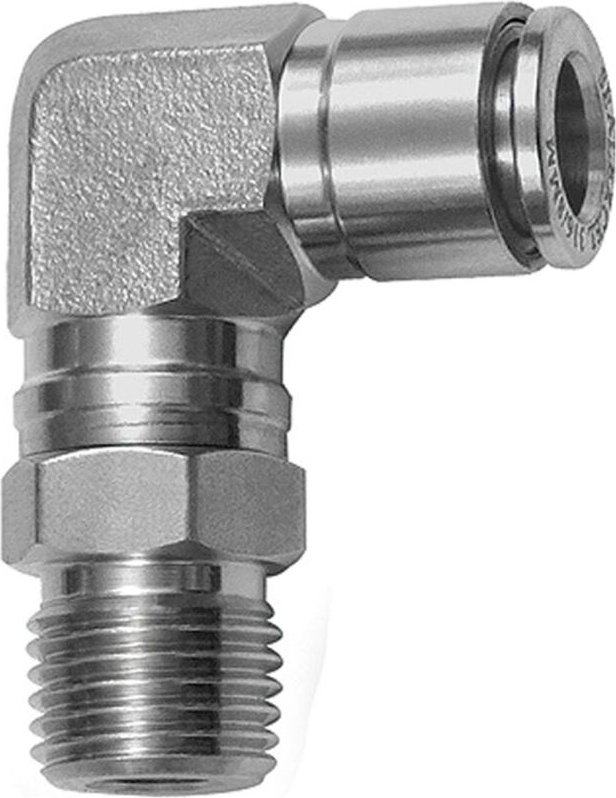 L-Steckverschraubung, drehbar, r 1/8 a., Schlauch-Ø 4, es 1.4404 - Riegler