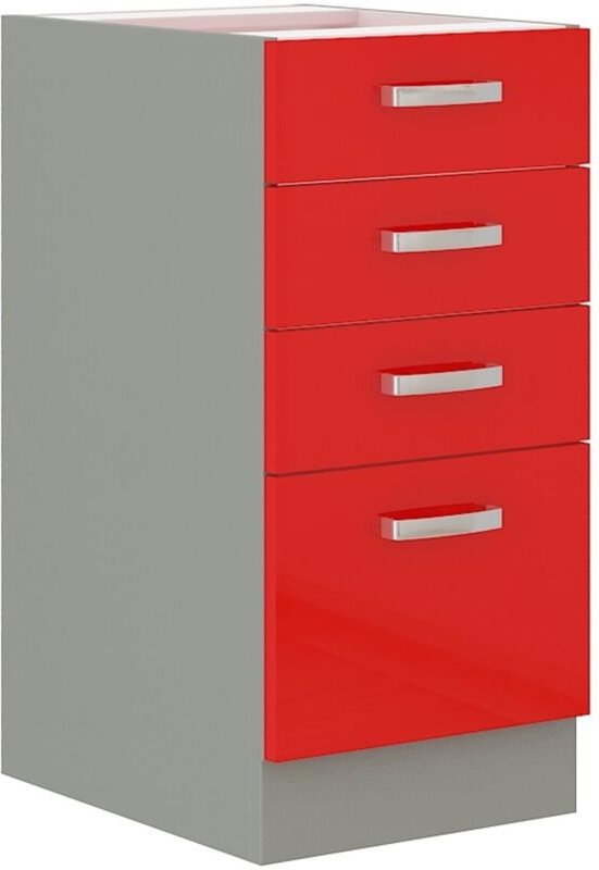 Küchen Preisbombe - Küchen Unterschrank 40 Glanz Rot Grau Küchenzeile Küchenblock Küche Rose Bianca