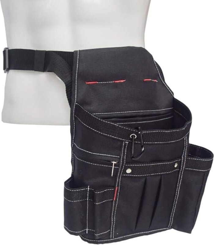 Verstellbare tragbare Gürteltasche mit mehreren Taschen für die Aufbewahrung von Elektriker-Wartungswerkzeugen, Schwarz