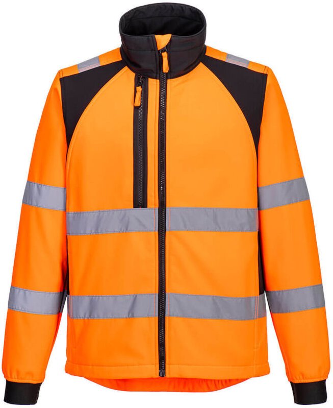 Softshell-Jacke Hochsichtbarkeit Eco WX2 (2 Schichten) Orange/Schwarz S