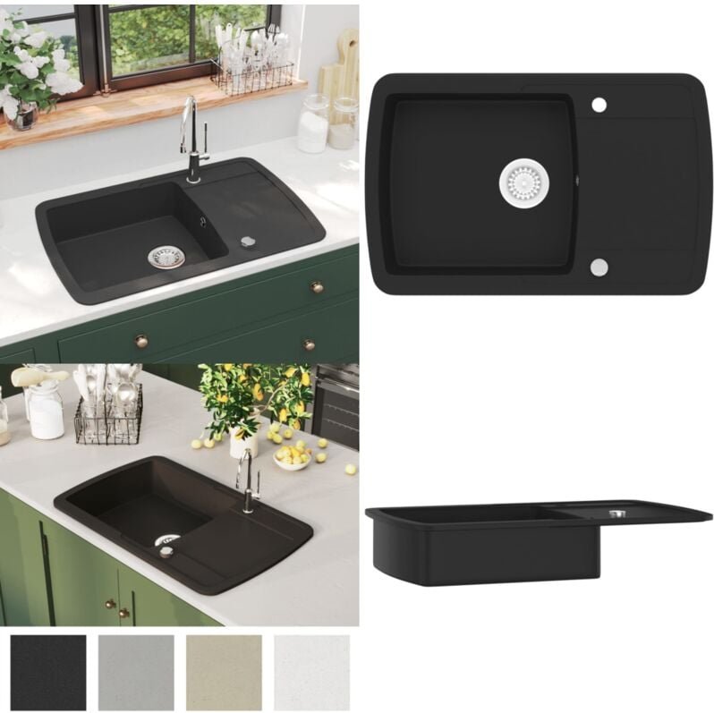 Granitspüle Einzelbecken Schwarz - Spülbecken - Küchenspüle - Home & Living