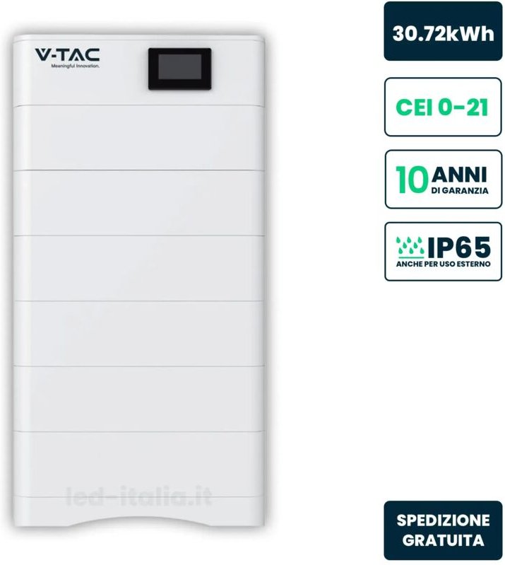 V-tac - Kit 6 Hochvolt-Speichermodule 30,72 kWh lfp 100 Ah 307,2 v IP65