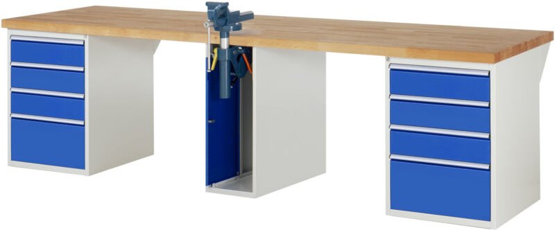 Werkbank 7510A0, B3000xT900xH890mm, 8x Schublade-TA, 1x sskl - RAU