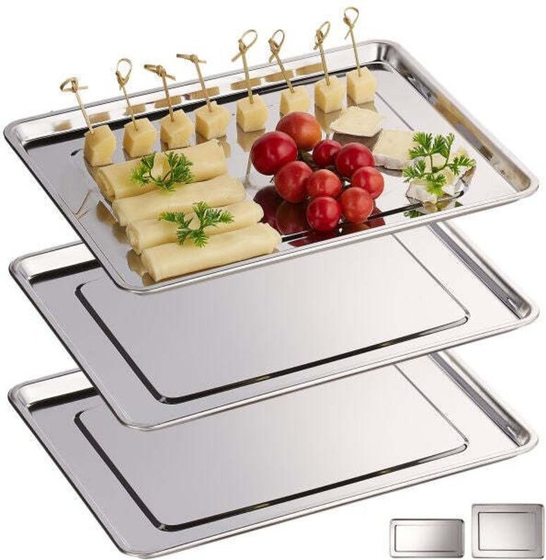 3x steel serving trays