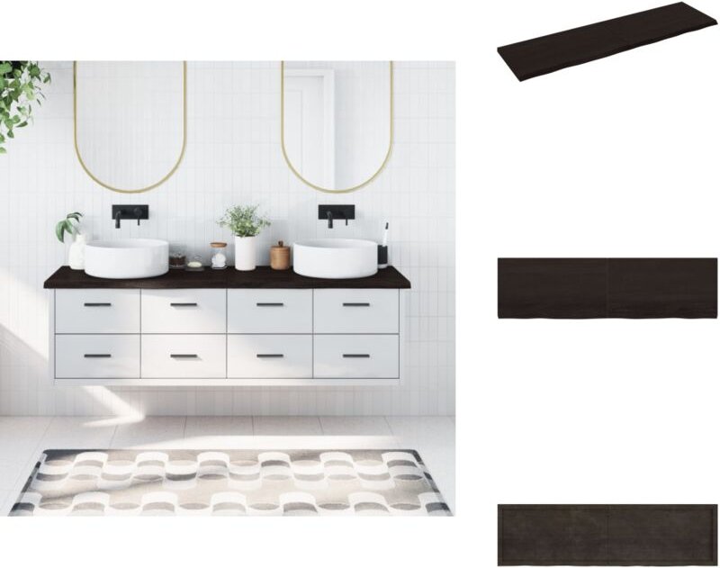 Waschtischplatte Dunkelbraun 180x50x(2-4)cm Massivholz - Waschtischplatte - Eiche - Holzarbeitsplatte - Badrenovierung -...