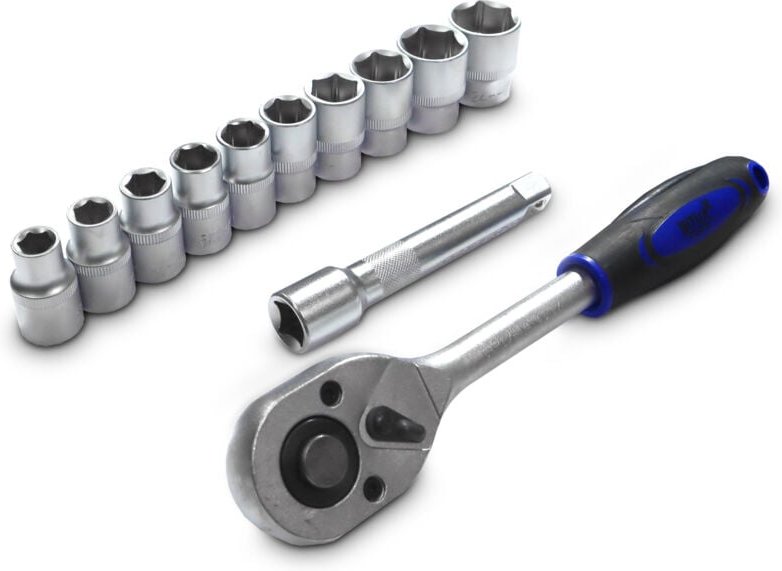 Bituxx - 12 Teiliges Nussatz Sechskant mit 250mm Ratsche 1/2' und 125mm Verlängerung Steck Nüsse Stecknuss Werkzeug Set