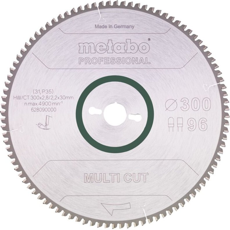 Metabo Kreissägeblatt multi cut - professional 300 x 30 x 2,8/2,2, 96 Zähne, Spanwinkel 6° neg.