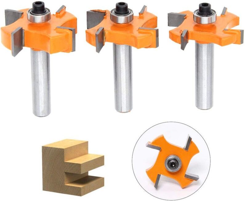 3-teiliger Nut- und Federschneider, 4 Klingenkugeln, 8-mm-Schaft t – Holzschneider, Holzbearbeitungswerkzeuge für Türen,...